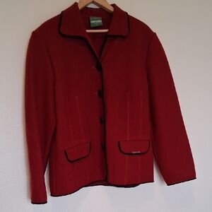 Geiger Classic Red Blazer with Black Trim
